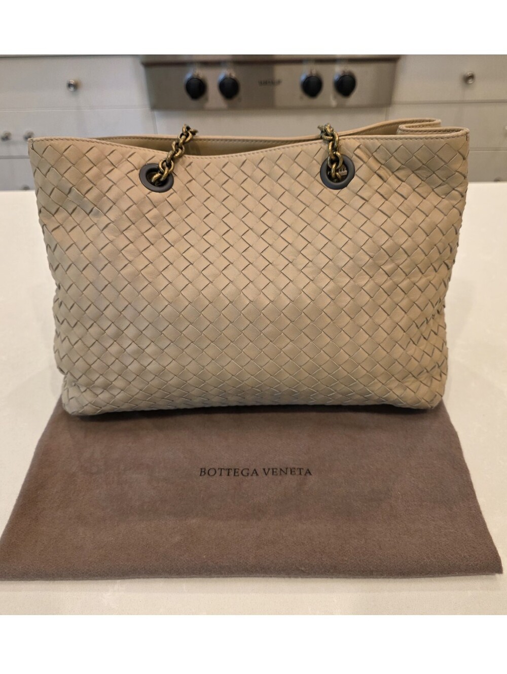 Bottega Veneta Double Chain Intrecciato Nappa Woven Leather Tote Bag Medium - Picture 3 of 16